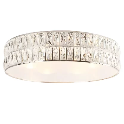 Okrągły plafon Diamante w kolorze chromu z kryształkami