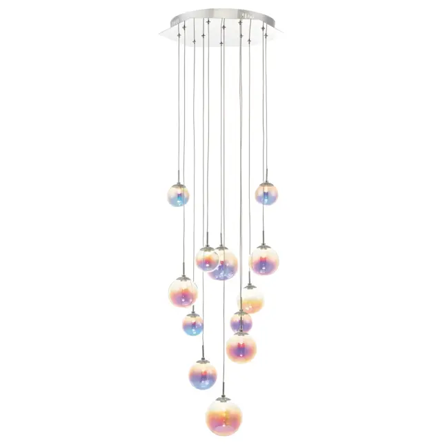 Wisząca lampa Cesario w chromowanym wykończeniu i wielobarwnej tonacji