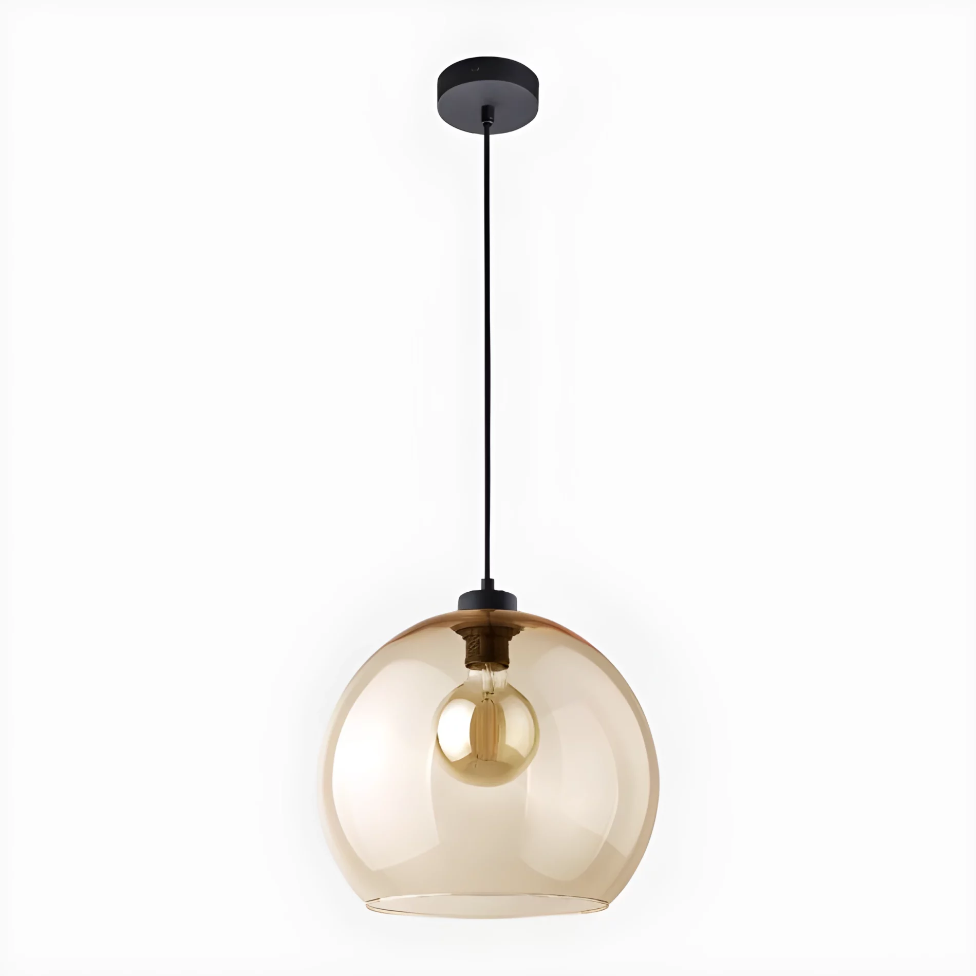 Wisząca lampa Cubus z bursztynowym szklanym kloszem