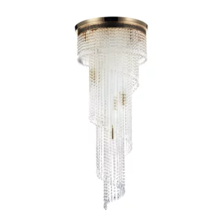 Duży złoty kryształowy żyrandol Cascade