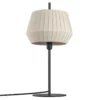 Beżowa lampa stołowa Dicte od Nordlux z tkaninowym abażurem