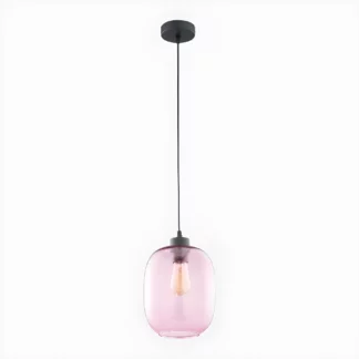 Różowa wisząca lampa Elio z szklanym kloszem