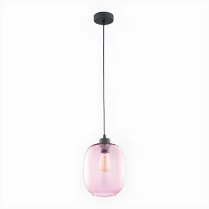 Różowa wisząca lampa Elio z szklanym kloszem