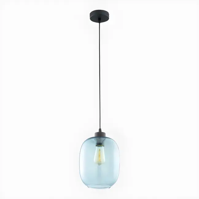 Wisząca lampa Elio z niebieskim kloszem