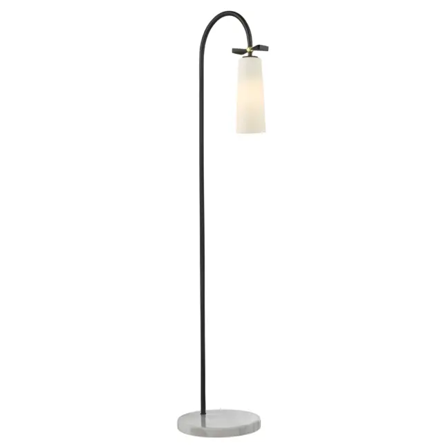 Czarna lampa podłogowa Bow z marmurową podstawą