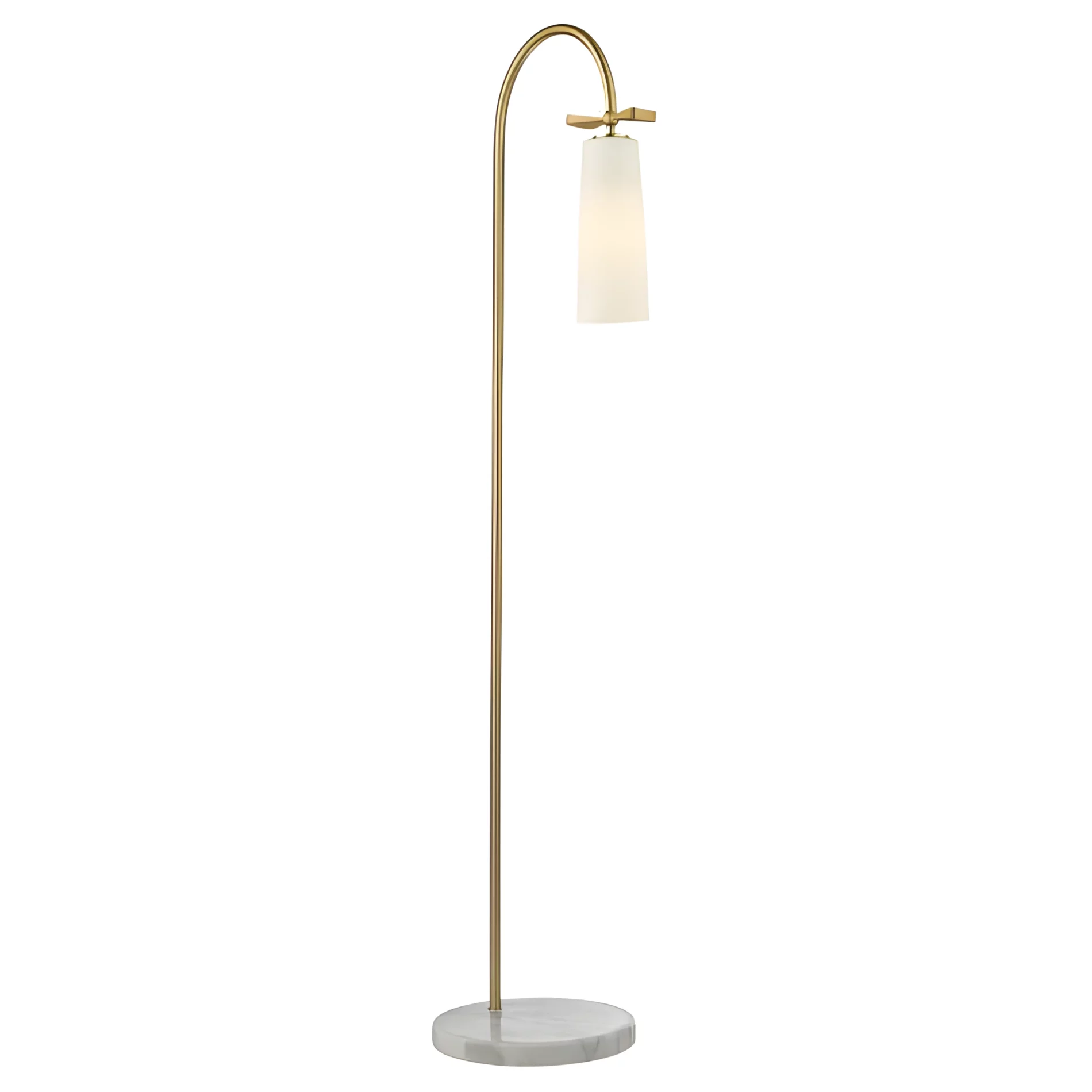 Złota, stylowa lampa podłogowa Bow