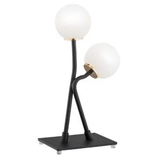 Unikatowa czarna lampa stołowa Faron z szklanymi kloszami