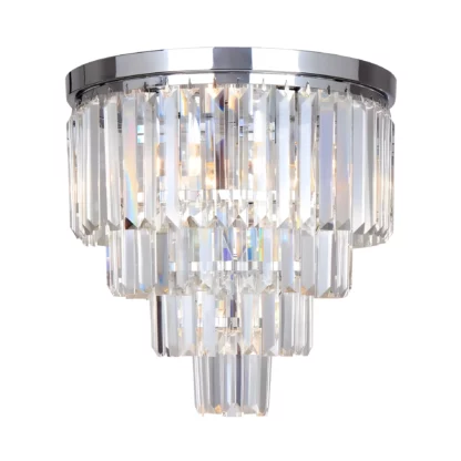Srebrna lampa sufitowa Amedeo z kryształowym kloszem