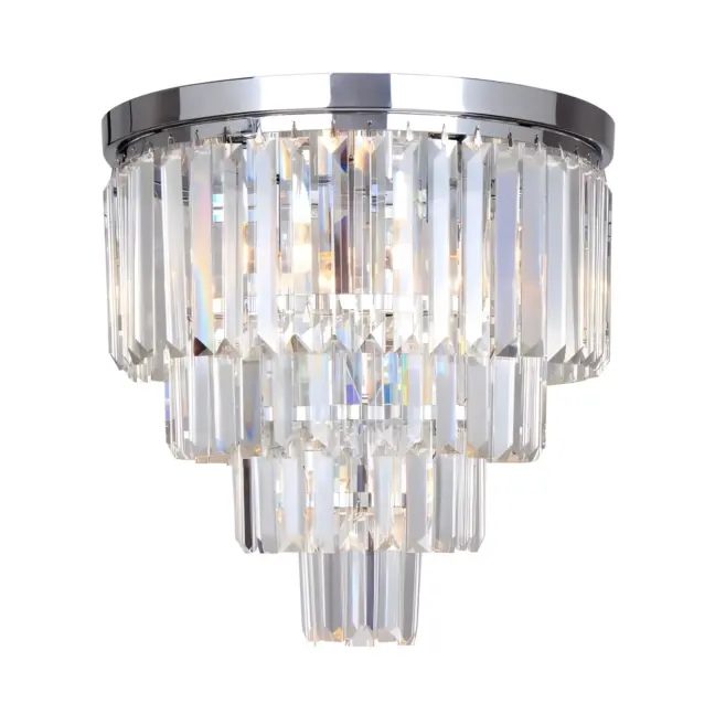Srebrna lampa sufitowa Amedeo z kryształowym kloszem