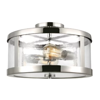 Lampa sufitowa Sutton z szklanym kloszem w srebrnym wykończeniu