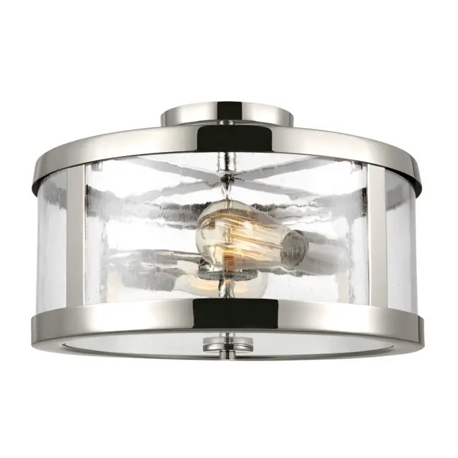 Lampa sufitowa Sutton z szklanym kloszem w srebrnym wykończeniu