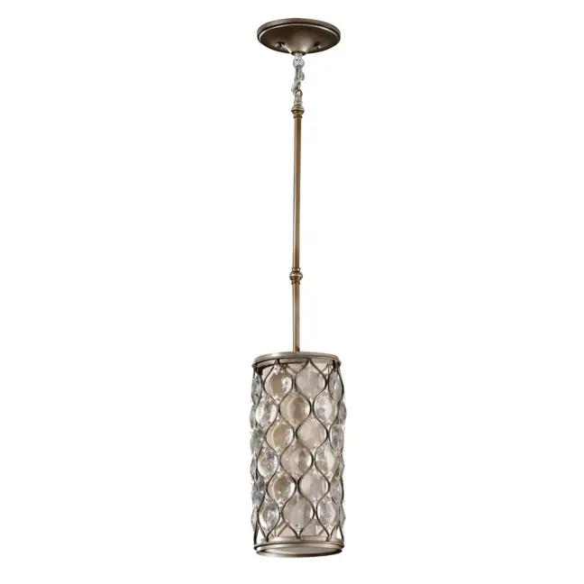 Srebrna wisząca lampa Bella z kryształkami w pionowym układzie