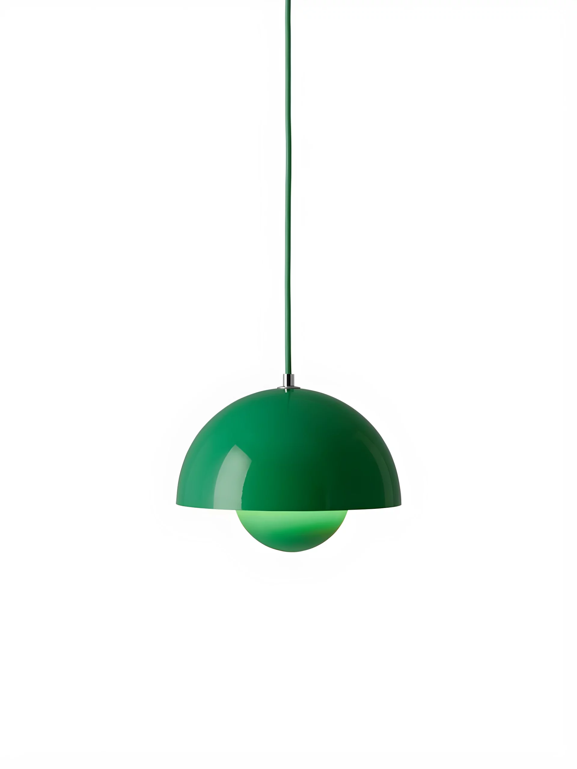 Stylowa wisząca lampa Flowerpot VP1 w kolorze Signal Green o średnicy 23 cm