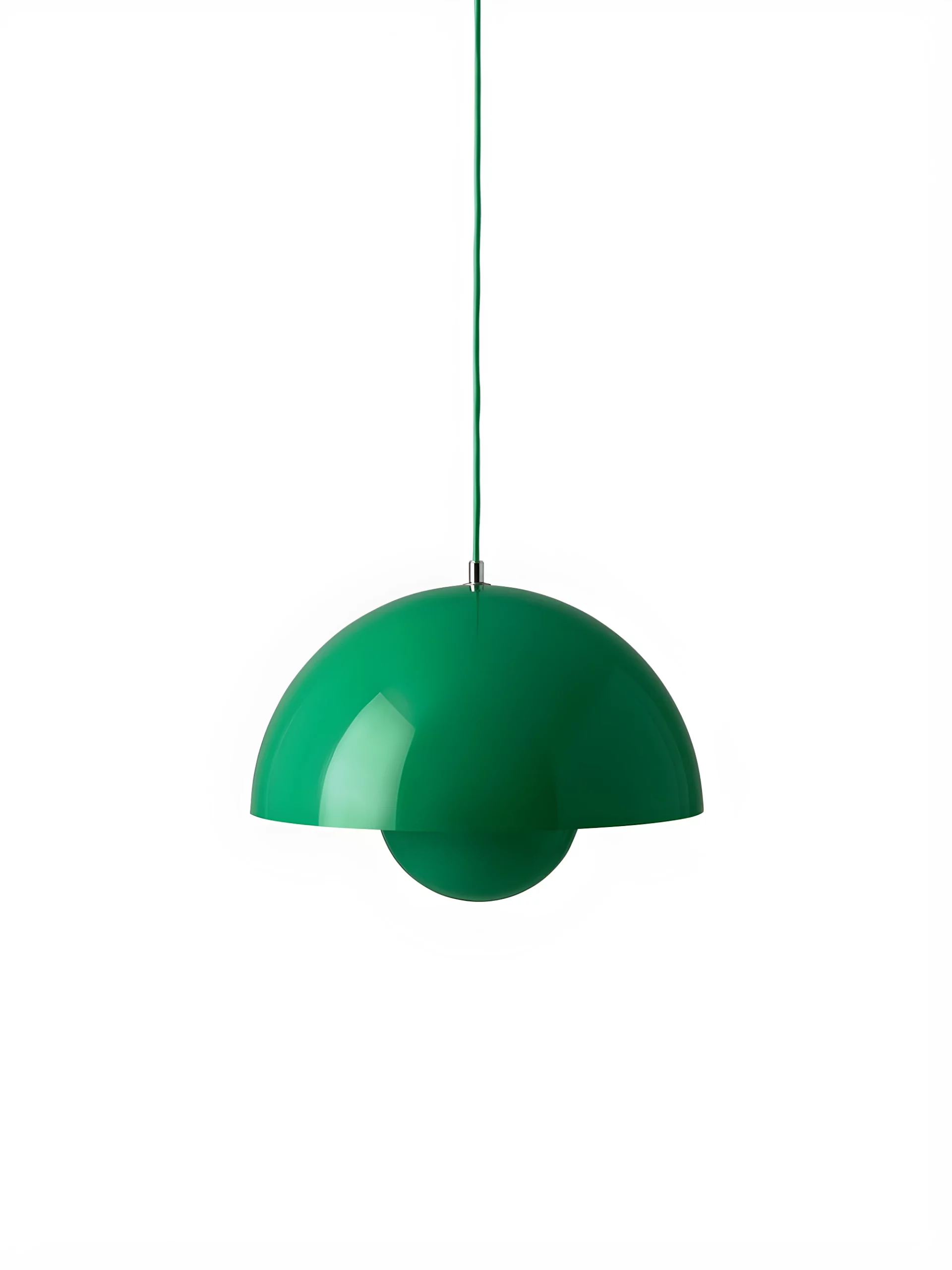 Wisząca lampa Flowerpot VP7 w kolorze Signal Green o średnicy 37 cm
