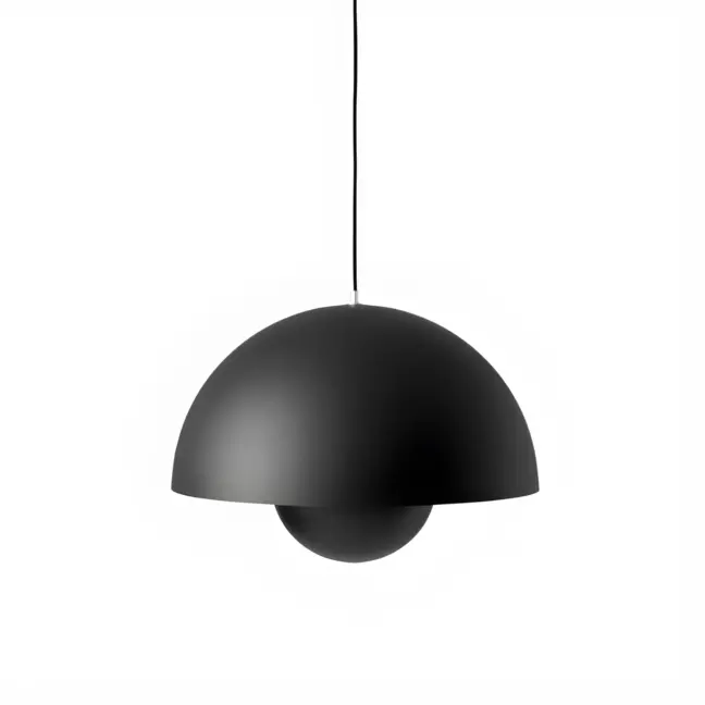 Duża, matowa czarna lampa wisząca Flowerpot VP2 o średnicy 50 cm