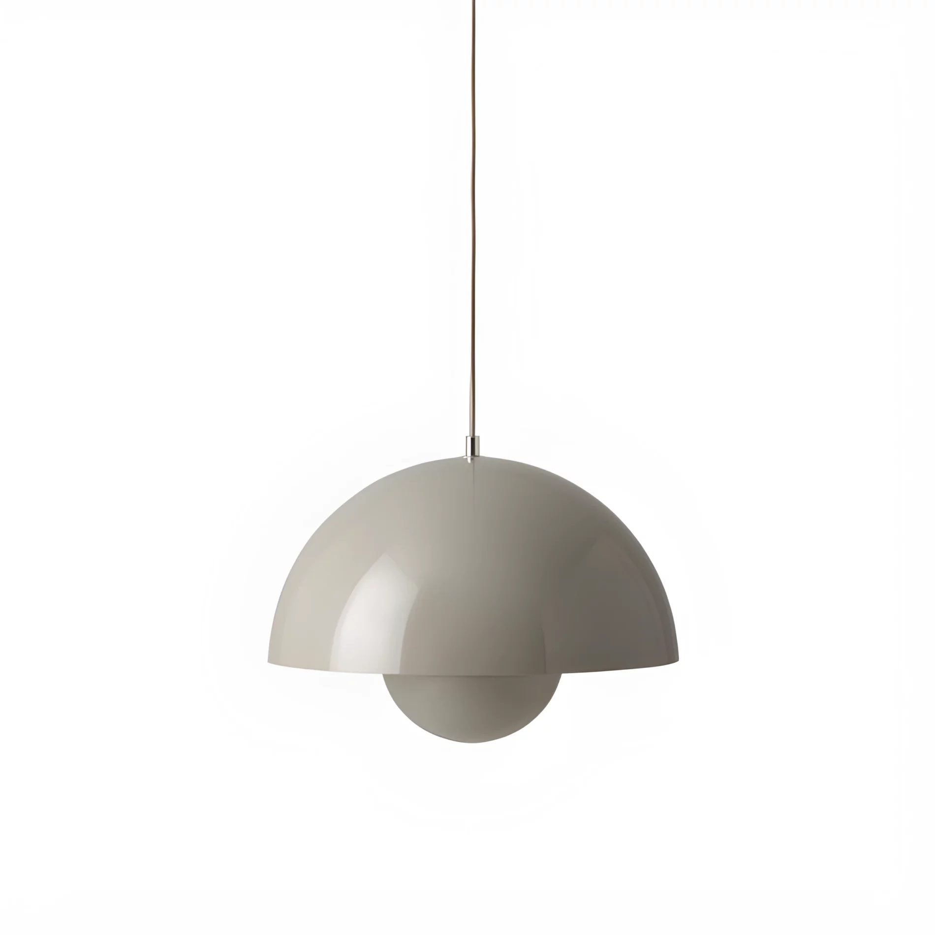 Stylowa wisząca lampa Flowerpot VP7 w odcieniu beżowej szarości o średnicy 37 cm