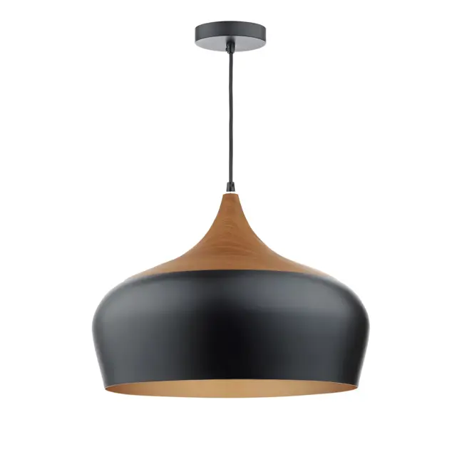 Duża wisząca lampa Gaucho z czarnym kloszem