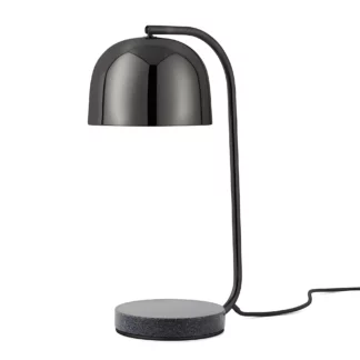 Czarna, błyszcząca lampa stołowa Grant z granitową podstawą