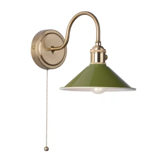 Stylowy kinkiet Hadano z oliwkowym kloszem