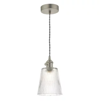 Wisząca lampa Hadano w antycznym chromie ze szklanym kloszem