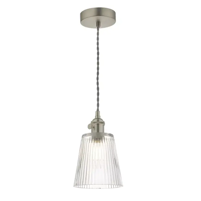 Wisząca lampa Hadano w antycznym chromie ze szklanym kloszem