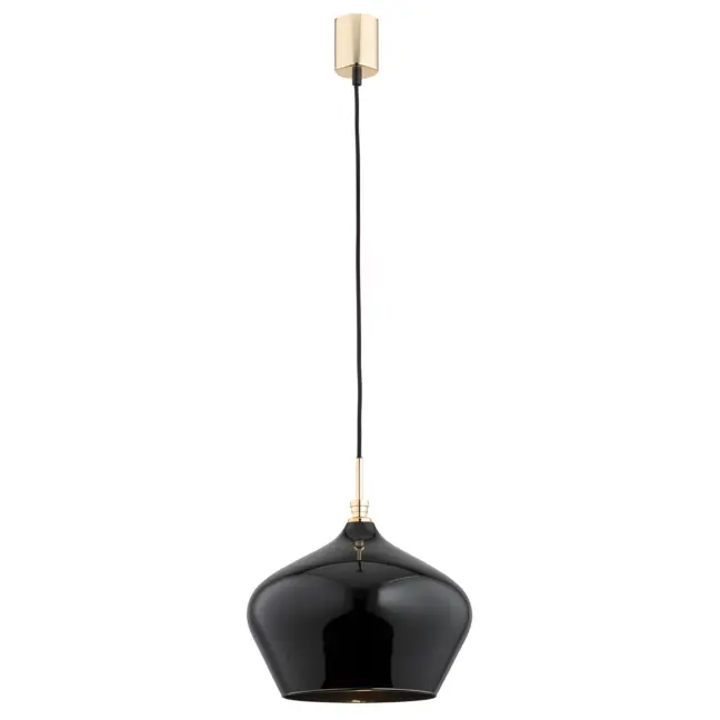 Wisząca lampa Irun z czarnym, szklanym kloszem