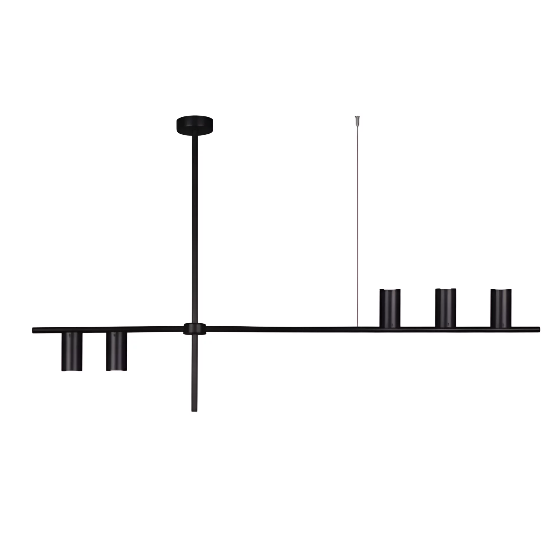 Czarna wisząca lampa Rocco z podłużną listwą