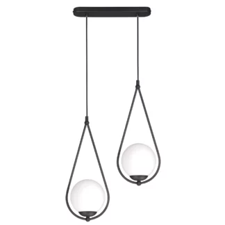 Nowoczesna podwójna lampa wisząca Neve z szklanymi kloszami