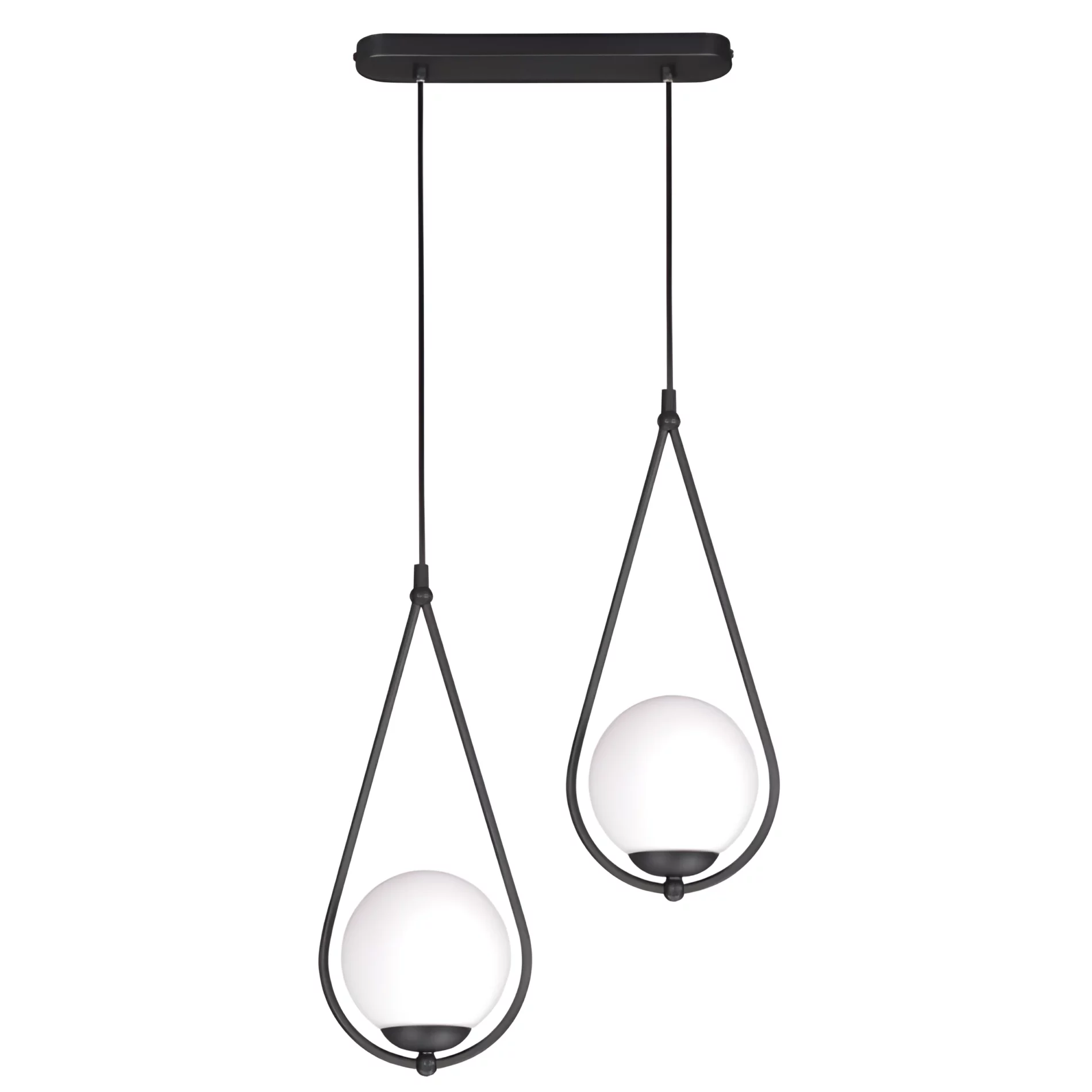 Nowoczesna podwójna lampa wisząca Neve z szklanymi kloszami