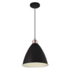 OUTLET Stylowa czarna lampa wisząca Wasto z białym wnętrzem i miedzianymi detalami