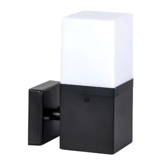 Zewnętrzny kinkiet Geneva z czarną podstawą i białym kloszem