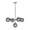 Elegancka srebrna lampa wisząca z dymionymi kloszami