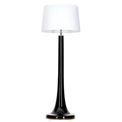 Wysoka stojąca lampa Zurich z białym abażurem
