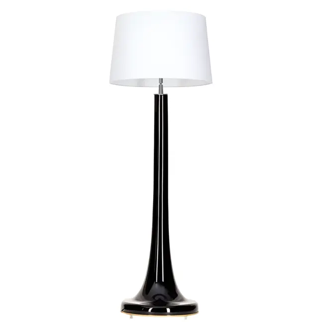 Wysoka stojąca lampa Zurich z białym abażurem