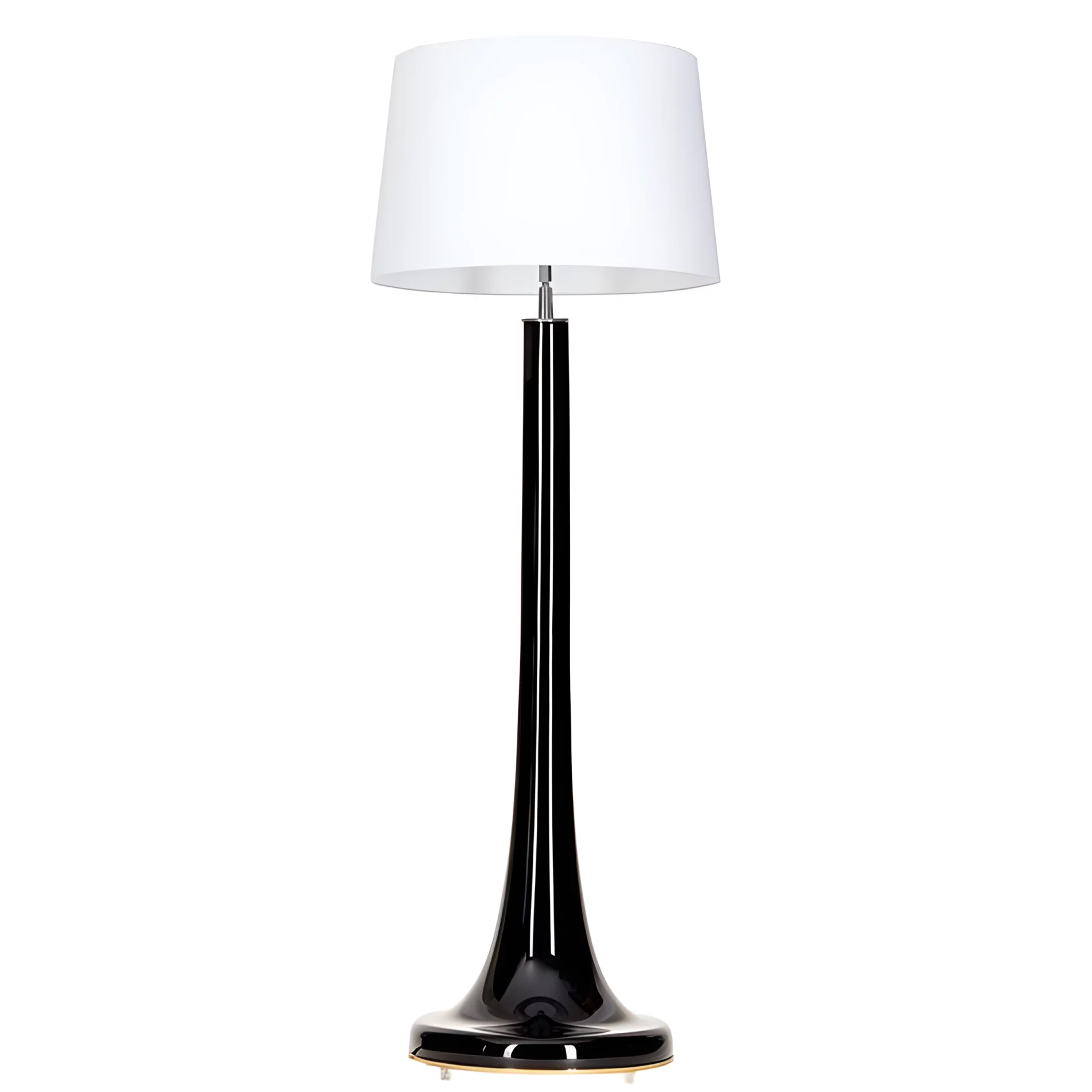 Wysoka stojąca lampa Zurich z białym abażurem
