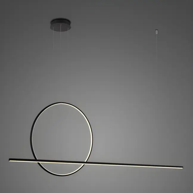 Czarna wisząca lampa Linea No.2 o średnicy 60 cm i barwie światła 3000K