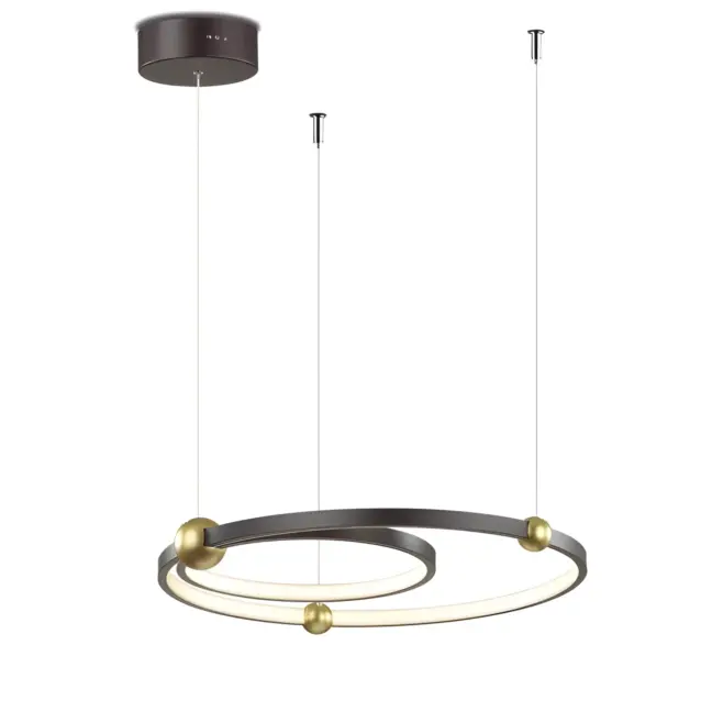 Unikalna lampa sufitowa Aurora z czarnymi pierścieniami LED
