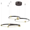 Duża wisząca lampa Aurora z ledowymi ringami w czarno-złotej kolorystyce
