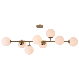 Złota lampa sufitowa Dorado z mlecznymi kloszami