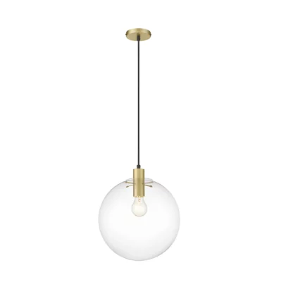Lampa wisząca Puerto L z przezroczystym szklanym kloszem i eleganckimi złotymi akcentami