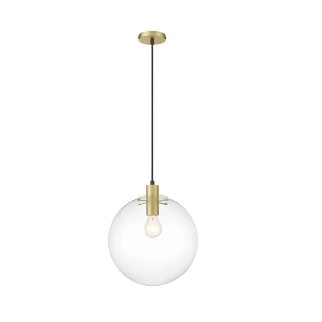 Lampa wisząca Puerto L z przezroczystym szklanym kloszem i eleganckimi złotymi akcentami