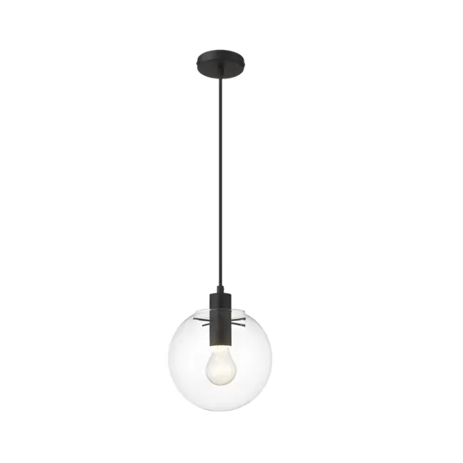 Lampa wisząca Puerto S z czarnym szklanym kloszem