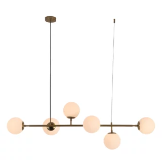 Elegancka złota lampa wisząca Alisa z mlecznymi kloszami