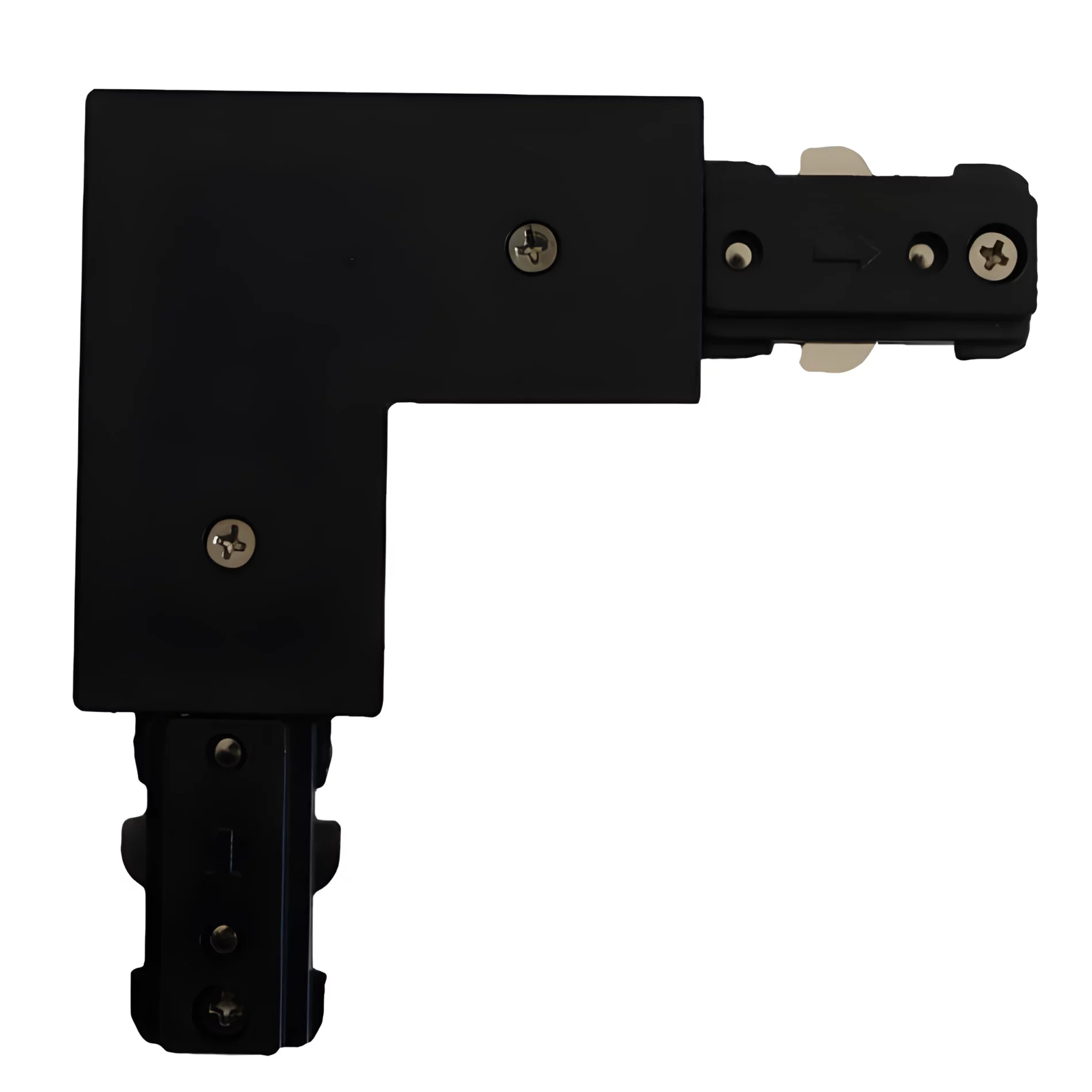 Czarny łącznik w kształcie litery "L" do systemu szynowego Light Prestige, 1F