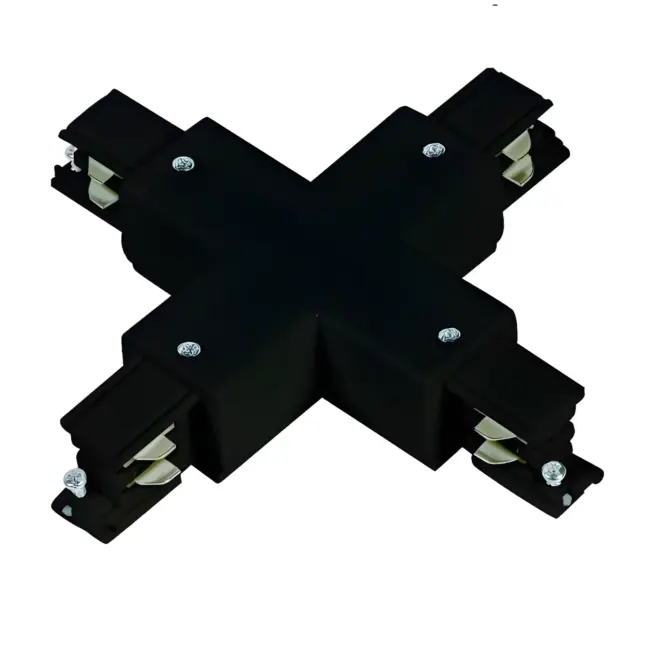 Czarny łącznik "X" do systemu szynowego Light Prestige, 3-fazowy