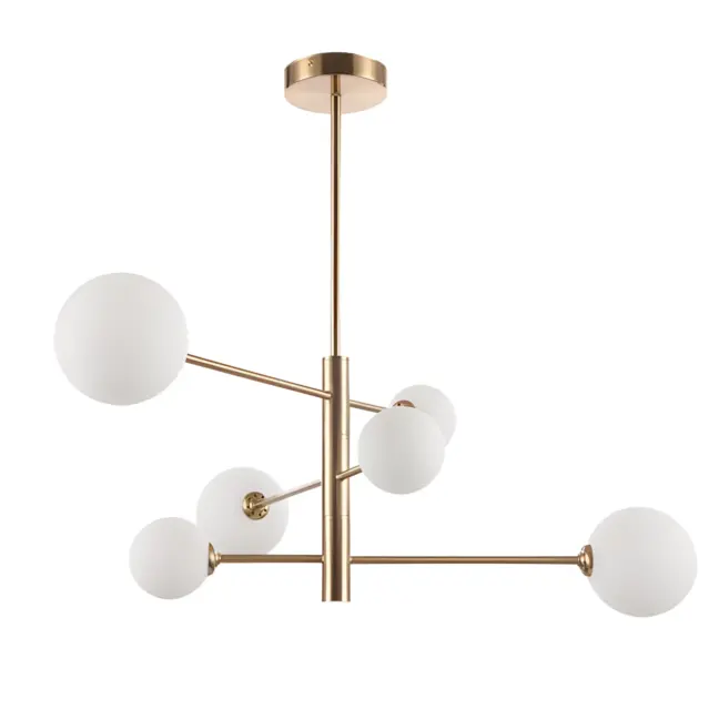 Asymetryczna lampa wisząca Dorado z sześcioma szklanymi kloszami