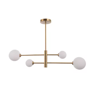 Wiszący żyrandol kuchenny Dorado z czterema szklanymi kloszami