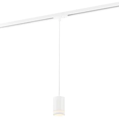 Biała wisząca lampa Link Rondie od Nordlux, kompatybilna z systemem szynowym