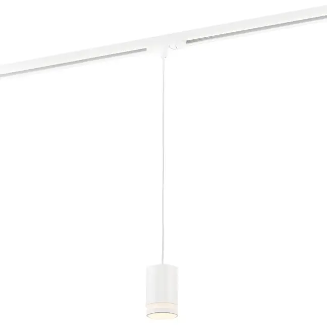 Biała wisząca lampa Link Rondie od Nordlux, kompatybilna z systemem szynowym