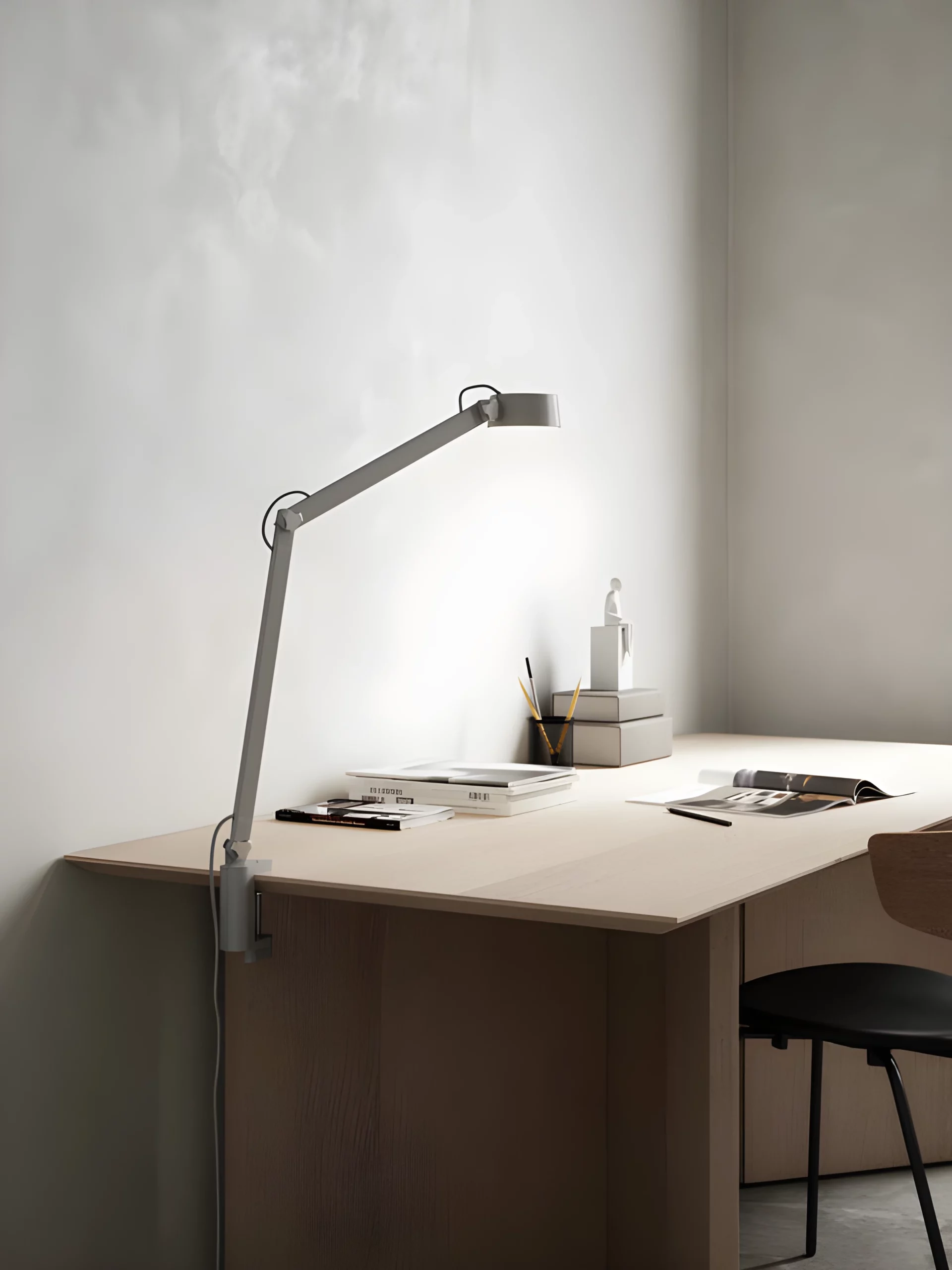 Szara lampa do pracy Nobu – DFTP, odpowiednia jako lampa stołowa lub kinkiet